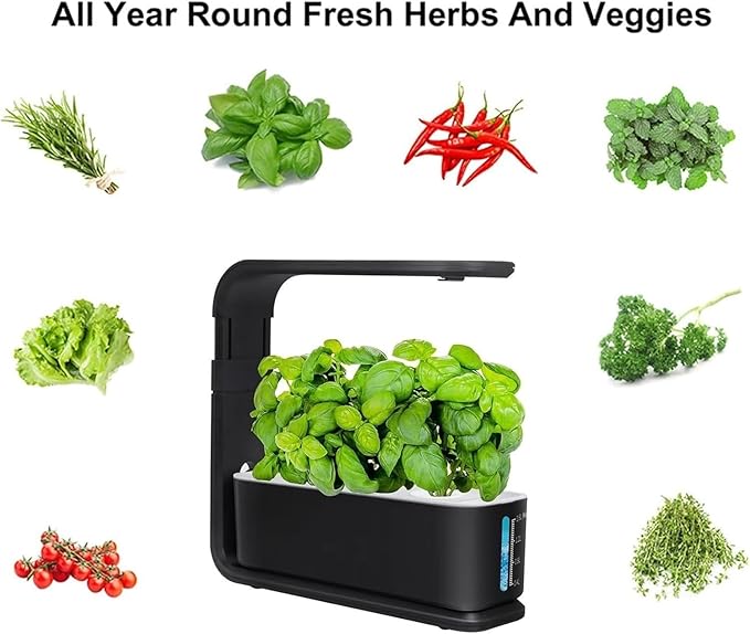 Pveanns Hydroponics Growing System 3 Pods Hydroponics Growing System Indoor Garden with LED Grow Light Automatic Timer Germination Kits Height Adjustable for Home Kitchen