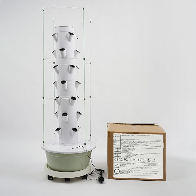 7-Layer 28-Plant Indoor Hydroponic Growing Tower Vertical Garden Kit with Climbing Trellis &amp Auto Timer Smart Hydroponics System for Vegetables Beginner Friendly-Green