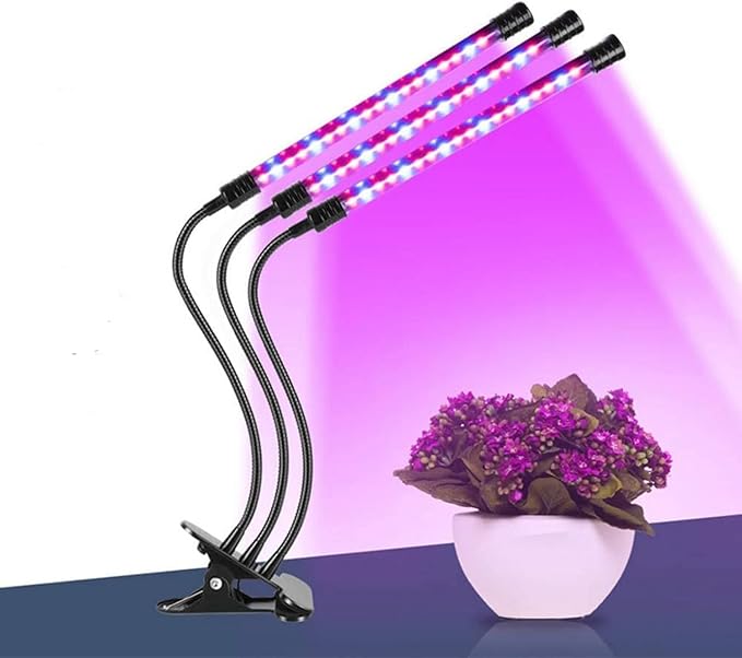 LED Grow Light 9W Red Blue Full Spectrum Timing 18 LED 5 Dimmable Levels Plant Grow Lights for Indoor Plants Adjustable Gooseneck 4 8 12H Timer 3 Switch Modes Waterproof