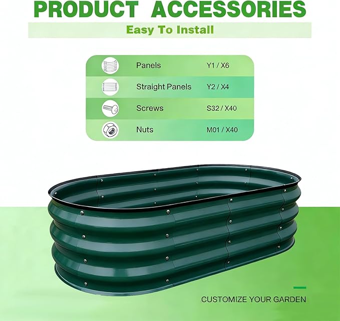 GrowHaus 2 Pack 4x2x1FT Galvanized Raised Garden Bed Planter Boxes Outdoor Metal Garden Beds for Planting Vegetables Flowers Herbs Dark Green