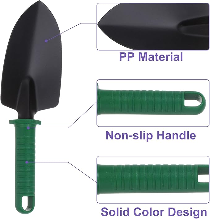 HARFINGTON 1 Set Garden Tool Set 5 Pieces Plastic Gardening Planting Tools Kits with Shovels Rake Scissor Water Sprayer and Store Case Dark Green