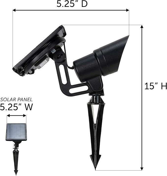 Gama Sonic Tri-Color Progressive Solar LED Spotlight with 100 Lumens Outdoor Black Cast Aluminum 3000K/4000K/5000K with Detachable Solar Panel (103i90090)