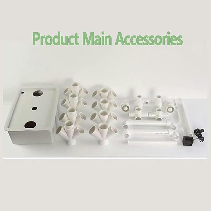 Vertical Hydroponic Tower Vegetable Plant Tower 16/24/32 Pots PVC Pipe Hydroponic Kit Aquaponics Growing System for Leafy Vegetables Herbs Garden Grow Lettuce and Fruits (32Holes)