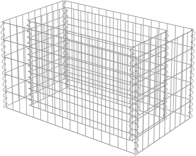 Gabion Raised Bed Silver Galvanized Steel Planter Box for Outdoor Plants Durable Rustproof Garden Bed 35.4x19.7x19.7 Inch