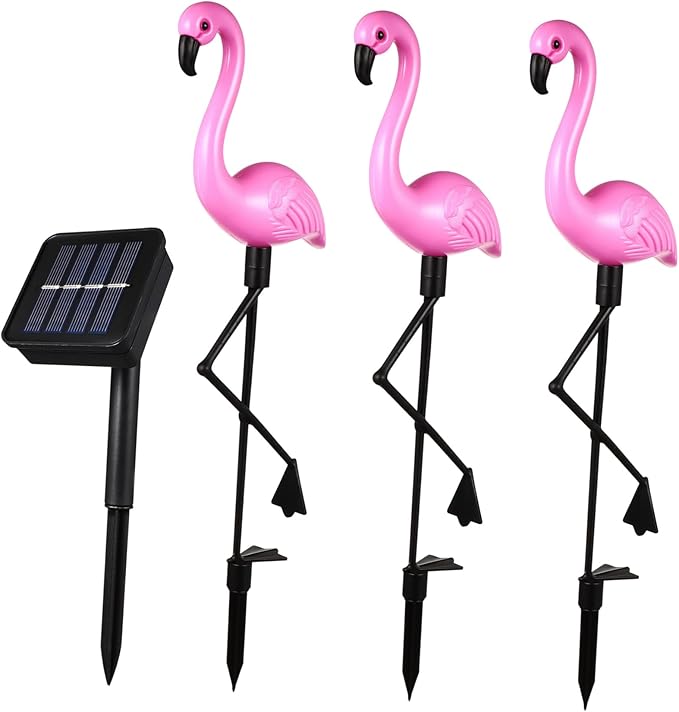 Gadpiparty Flamingo Solar Lights Outdoor 3 Led Solar Garden Light Waterproof Ground Spotlight Unique Flamingo Design Landscape Lighting