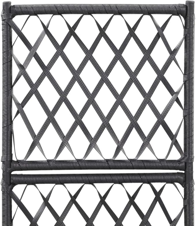 Trellis Raised Bed Poly Rattan with 1 Pot Black Planter Box with Trellis Free Standing Garden Raised Bed for Flower Climbing and Hanging Plants 11.8x11.8x42.1