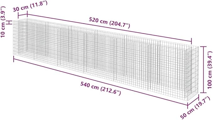 Gabion Raised Garden Bed Silver Galvanized Steel 212.6x212.6x39.4 inch Large Planter for Outdoor Plants Weather-Resistant Metal Garden Solution