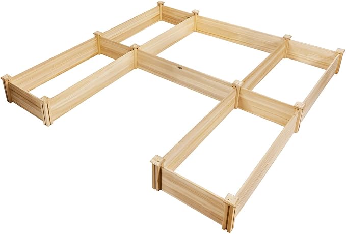 Giantex U-Shaped Raised Garden Bed Wood Raised Garden Planter Box for Vegetables and Flowers Easy Assembly Garden Container for Backyard Patio Balcony (92.5 Lx95 Wx11 H)