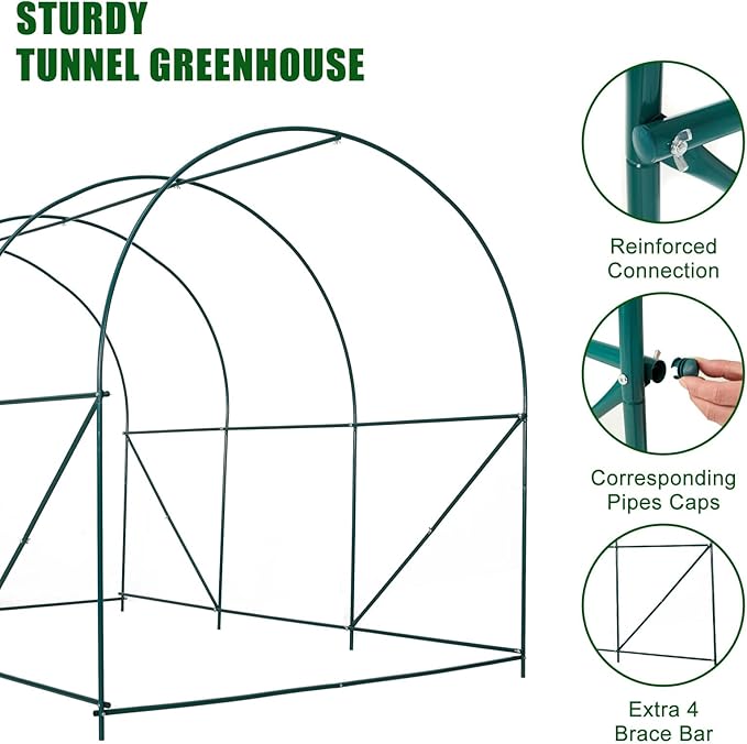 10×7×7 FT Greenhouses for Outdoors Heavy Duty Large Walk in Green Houses for Outside with 6 Ventilated Mesh Windows &amp Roll-up Door &amp Reinforced Frame