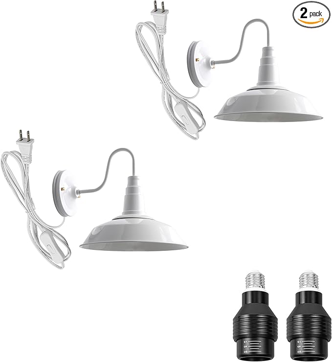 2-Pack Hook Type Wall Mounted Plant Light for Indoor Growing Full Spectrum 4500K 10W Adjustable Light Beam Range 15°-60° Vintage White Wall Lamps for Plants Flowers