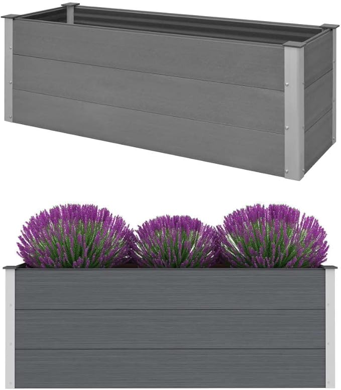 SKM Garden Raised Bed WPC 59.1 x 19.7 x 21.3 Gray (20.03 KG/44.066 LBS)