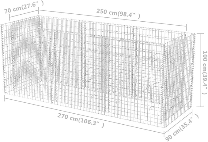 Gabion Raised Bed Retaining Wall and Garden Fence - Galvanized Steel Durable Welded Wire for Landscape Large Capacity Metal Planter Baskets