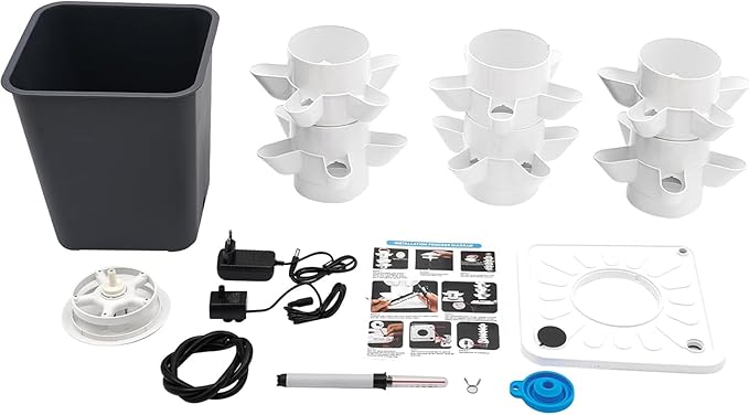 30 Tower Garden Hydroponic Growing System Kit for Herbs2/3/4/5/6 Layer Indoor Vertical System with Self-Watering Tank Space-Saving Aeroponic Planter for Vegetables (5 layers/25 Holes)