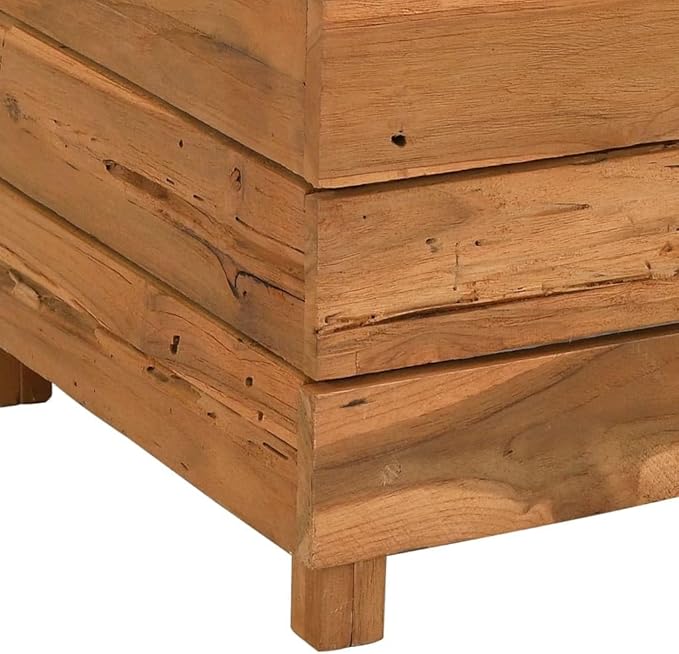 Raised Garden Bed Natural Teak Wood Planter Box Steel Frame 19.7x15.7x28.3 Inch Rectangular Indoor Outdoor Gardening