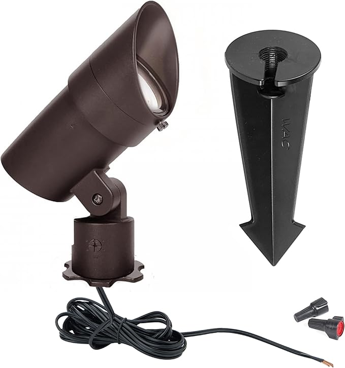 WAC Landscape Lighting LED 12V Large Size Accent Light with Adjustable Beam Angle and Integral Brightness Control 740-2300 Lumens 4000K Cool White Built-in LED in Bronze