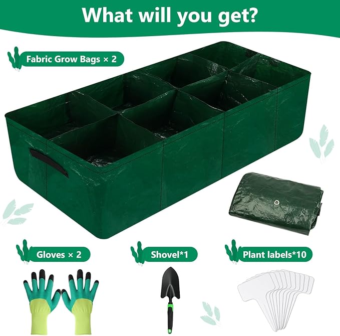 Caffox 2 Pack Fabric Raised Garden Bed 4x2x0.8ft Plant Grow Bags for Flowers and Vegetables 94 Gallon
