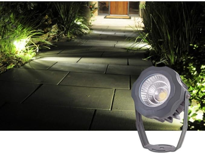 20W 360° Rotating COB LED Spotlight - Adjustable Lawn Landscape Lighting Fixture for Garden Patio and Scenic Outdoor Decor (White Light)