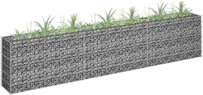 Gabion Raised Bed Galvanized Steel 106.3x11.8x23.6 Garden Raised Bed Outdoor Planter Box Durable Metal Raised Garden Bed with High Load Capacity for Flowers Vegetables and More