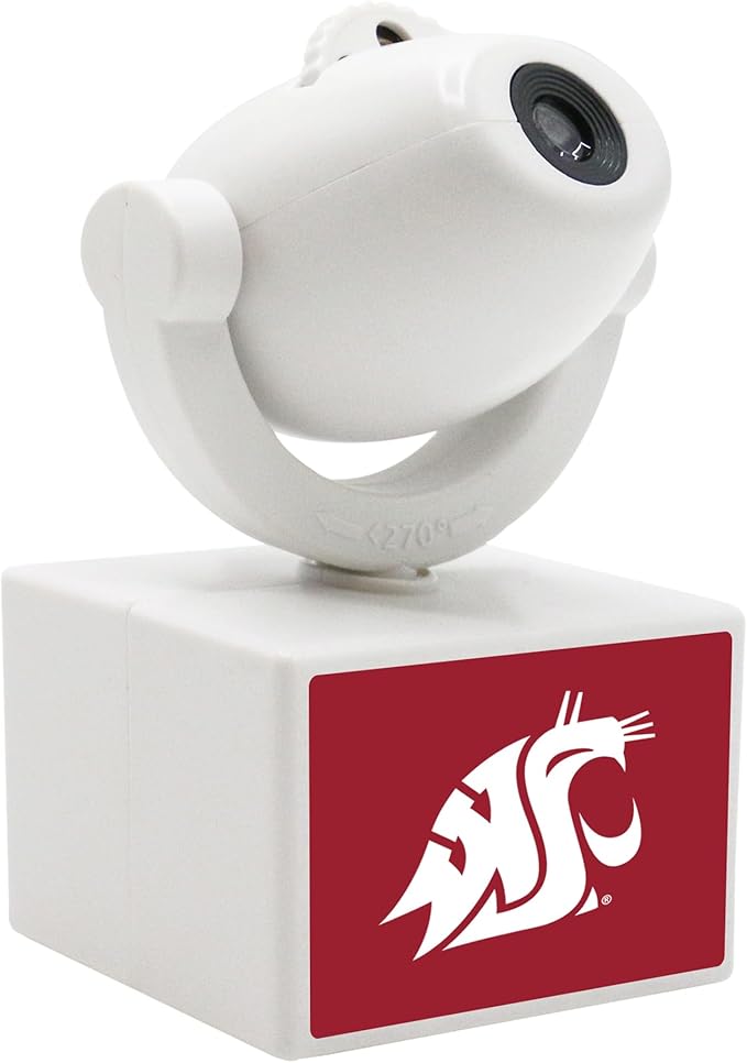Sporticulture NCAA American Football Washington State - Adjustable Led Mini Spotlight Projector with 6 Team Logo Designs - Portable &amp Rechargeable Spotlight - Battery-Operated - 4.375” x 3.125”