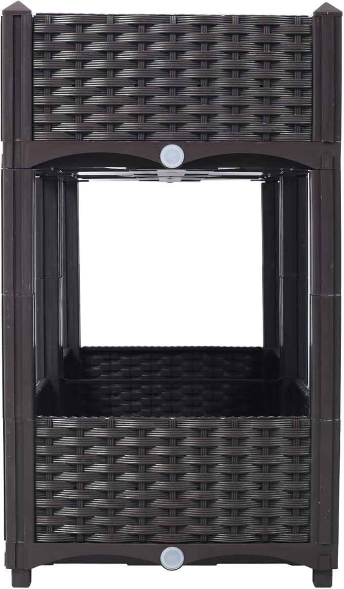 Planter Raised Beds Polypropylene Brown Self-Draining System Outdoor Balcony Garden Durable