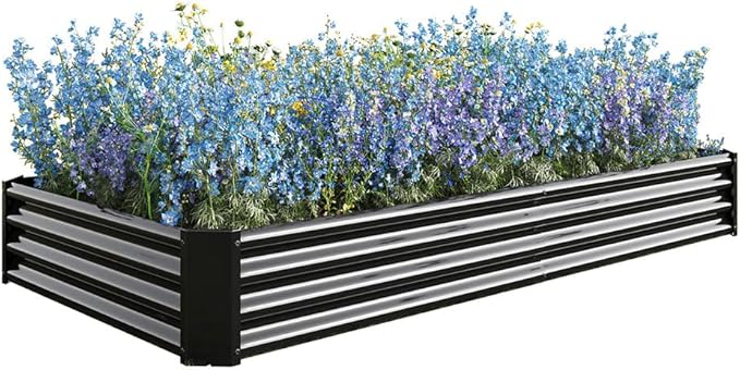 Raised Garden Bed 7.6x3.7x0.98ft Galvanized Raised Garden Bed Kit Outdoor Metal Planter Box Steel Large Deep Root Planter Box for Vegetables Flowers Herbs