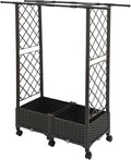 Planter Box with Trellis Self-Watering Raised Garden Bed for Outdoor &amp Indoor Use Large Mobile Vertical Planter for Flowers Vegetables &amp Herbs 6 Wheels