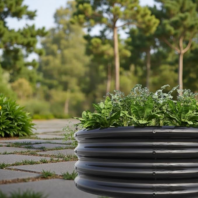 Heavy-Duty Galvanized Steel Raised Garden Bed for Vegetables Herbs Flowers and Succulents – Rust-Resistant Outdoor Planter Box (2PCS Black with 32.08x11.4 inches)
