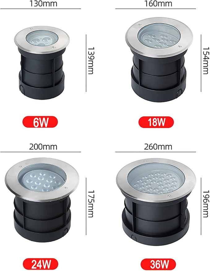 LED Buried Lights - Outdoor Landscape Lights 30° Adjustable Angle Spotlight IP67 Waterproof Round Recessed Polarized Ground Light Garden Patio Decorative Lighting Floor Lamp(White36W) (Warm White