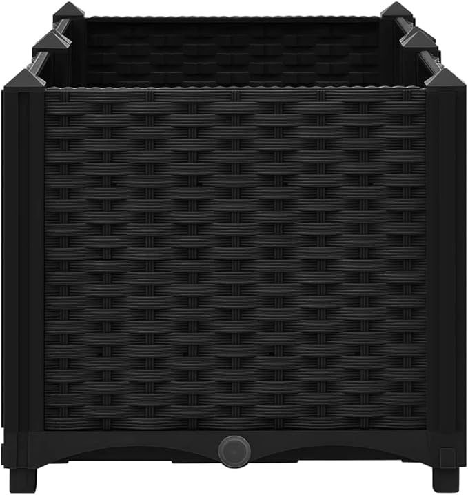 Raised Garden Bed Polypropylene Planter Box Raised Bed Planting Container Indoor Outdoor Vegetables Herbs Flowers Growing Planter Box 31.5x15.7x15 Polypropylene Black