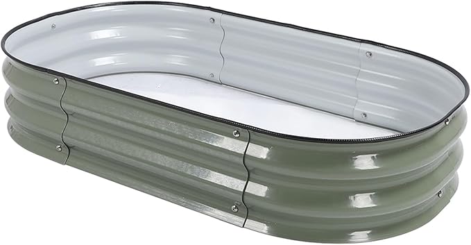 Raised Garden Beds 304 Stainless Steel Raised Garden Bed with Open Base Flower and Vegetable Planting Anticorrosion Metal Raised Planter Bed 105x60x20cm (Light Green)