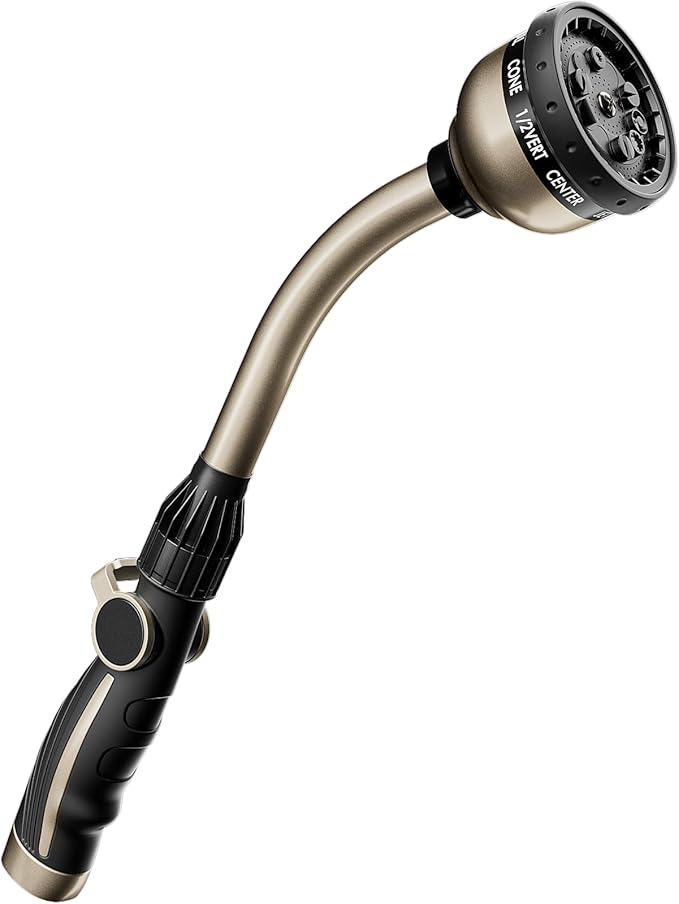 RESTMO Watering Wand Heavy Duty Metal Garden Hose Wand with 10 Spray Patterns 15-Inch Long Hose Nozzle Sprayer with Thumb Flow Control Ideal to Water Hanging Baskets and Shrubs