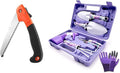 7 Pieces Garden Tools Set Pruning Saw Non-Slip Handle with Anti-Rust Trowel Cultivator Pruning Shear Water Sprayer Gloves with Claws Carrying Case