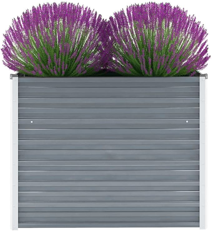Garden PlanterOutdoor Plant BoxPatio Balcony Deck for Growing Flowers Vegetables Tomatoes and HerbsGarden Raised Bed Galvanized Steel 39.4x15.7x31.3 Gray