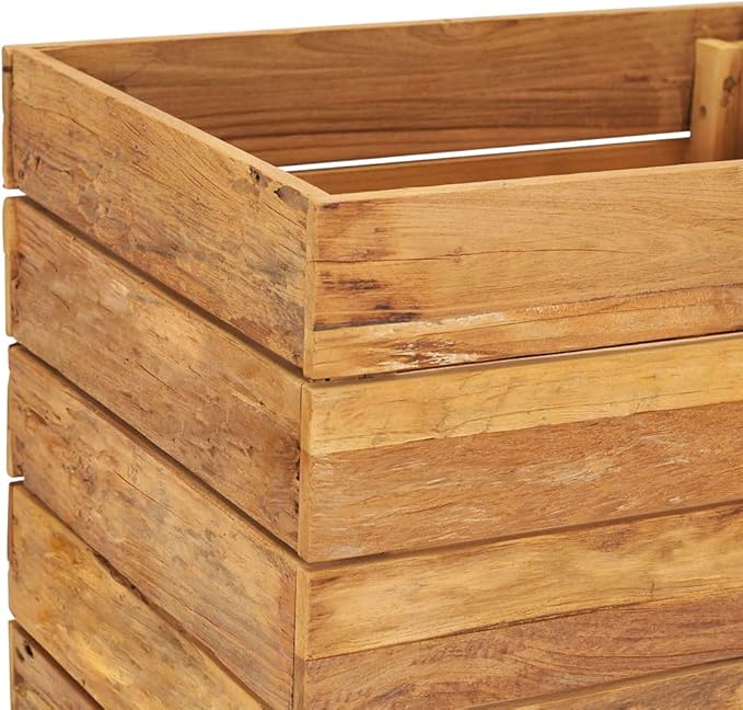 Raised Bed Planter Raised bedsGalvanized PlanterFlower BedTroughMetal PlanterRaised Garden Bed19.7x15.7x21.7 Solid Wood Teak and Steel