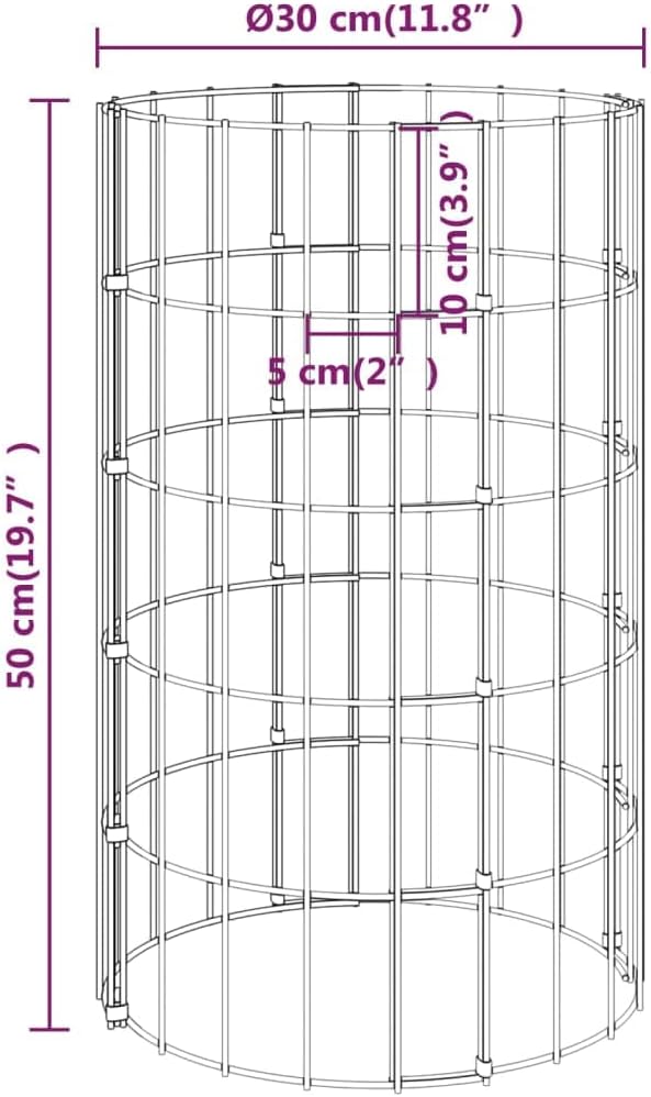 vidaXL Galvanized Steel Circular Gabion Raised Bed Set - Rustproof - Setup Includes 4 Different Sized Gabions - Ideal for Garden Projects