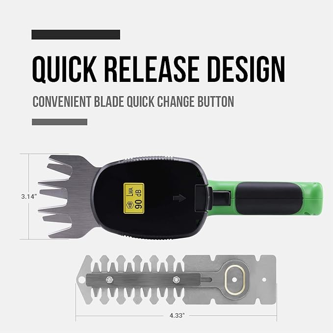 Lichamp 2-in-1 Electric Hand Held Grass Shear Hedge Trimmer Shrubbery Clipper Cordless Battery Powered Rechargeable for Garden and Lawn CGS-3602 Grass Green