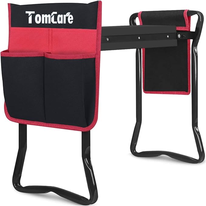 TomCare Garden Kneeler Seat Garden Bench Garden Stools Foldable Stool with Tool Bag Pouch EVA Foam Pad Outdoor Portable Kneeler Christmas Gardening Gifts for Women MenLarge 21.65x10.62x18.89Black