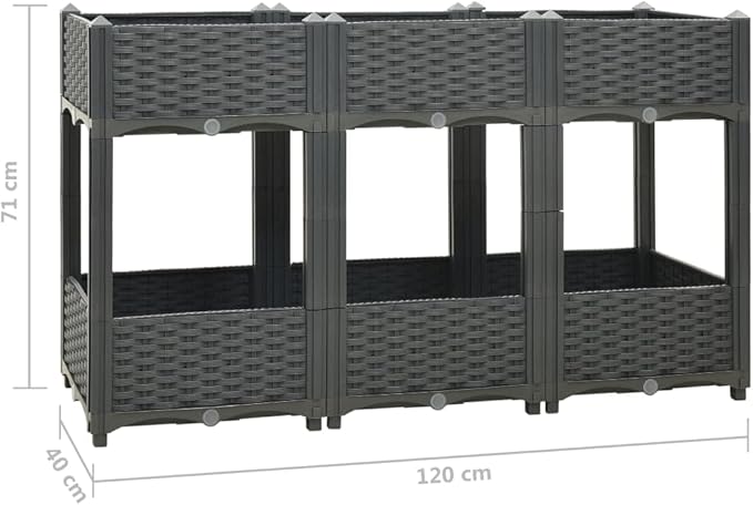 Raised BedGarden PlantersGarden PlantersGarden CenterpiecesGarden BedsRaised Beds for Growing FlowersHerbs and Fruits47.2x15.7x28 Polypropylene