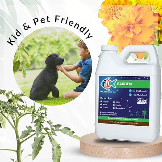 FOOP Garden - Organic Liquid Plant Food Made from Fish Manure (with Fresh Minty Scent) | Fish Fertilizer Alternative Perfect for Veggies Herbs FlowersTreesShrubs | Kid&ampPet Friendly (32oz 2 Pa