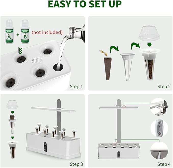 Hydroponic Equipment Garden Hydroponics Growing System Indoor Herb Garden Kit Automatic Timing LED Grow Lights Smart Water Pump for Home Flower Pots Indoor Garden