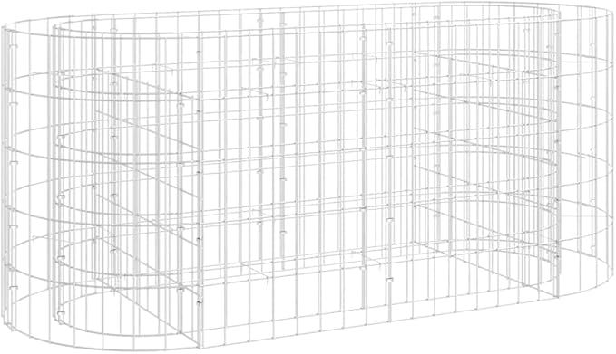 Gabion Raised Garden Bed Silver Galvanized Iron Planter Box 47.2x19.7x19.7 Inch Outdoor Metal Kit for Flowers Herbs Vegetables