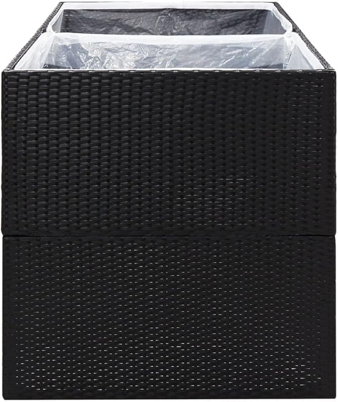 Outdoor Raised Garden Bed Planter Box Wicker Garden Planter Raised Garden Boxes for Vegetables Flowers Herbs Black 61.8x31.5x31.5 Poly Rattan-702