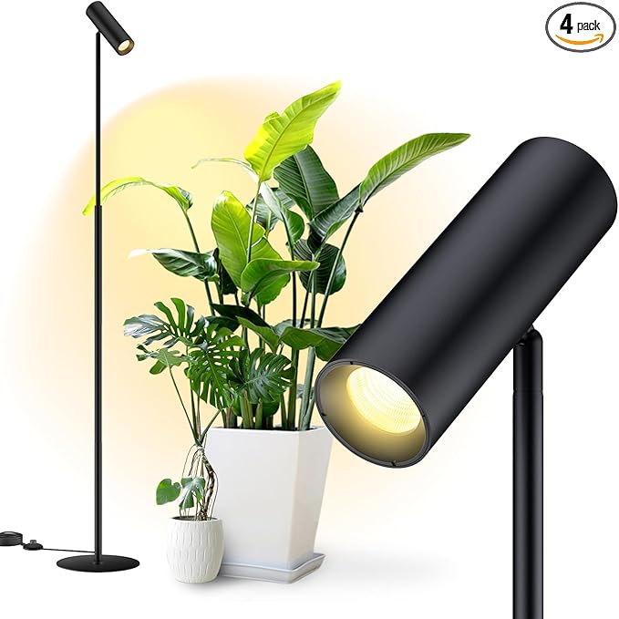 6FT Standing Grow Light for Indoor Plants25W 3000K Full Spectrum COB Plant Light Bulb 330° Rotating Head Metal Floor Grow Lamp with On/Off Switch for Large PlantSeedling