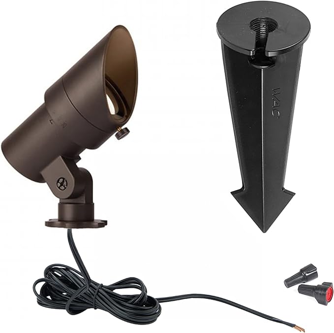 WAC Landscape Lighting LED 12V Small Size Accent Light with Adjustable Beam Angle and Integral Brightness Control 50-420 Lumens 3000K Warm White Built-in LED in Bronze