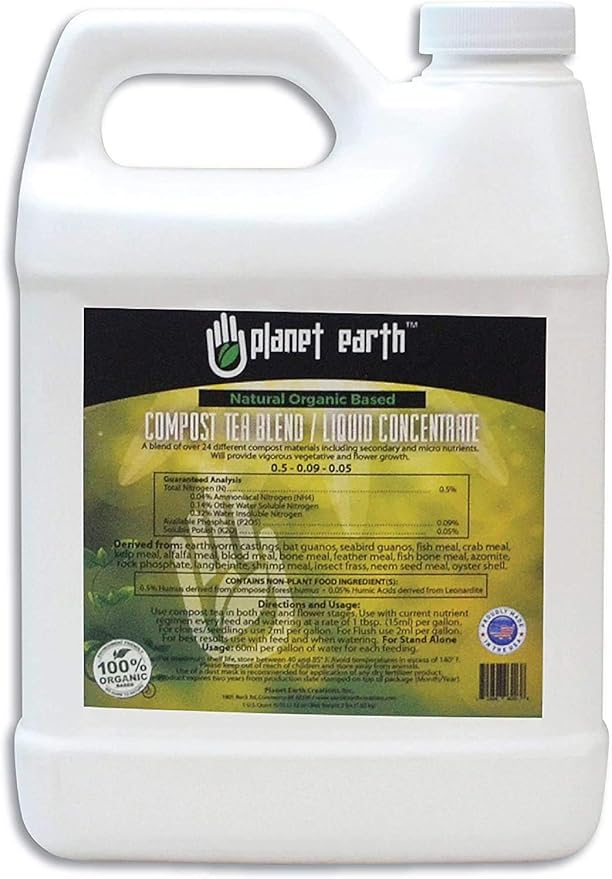 Planet Earth Natural Organic Based Compost Tea. The Ultimate Organic Fertilizer - Triple Filtered Liquid hydroponic Nutrient (Quart)