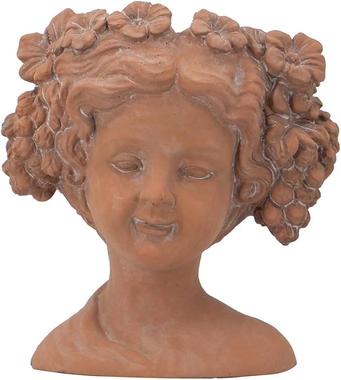8x4x9 Visage Head Bust Planter Brown Home Wall Planter