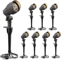 GOODSMAN Landscape Lighting 8PK Low Voltage Landscape Lights Led Low Voltage Landscape Spotlights 4.5W 205 Lumen Floodlights with Cable Connectors Metal Stakes 9127-96603-08A
