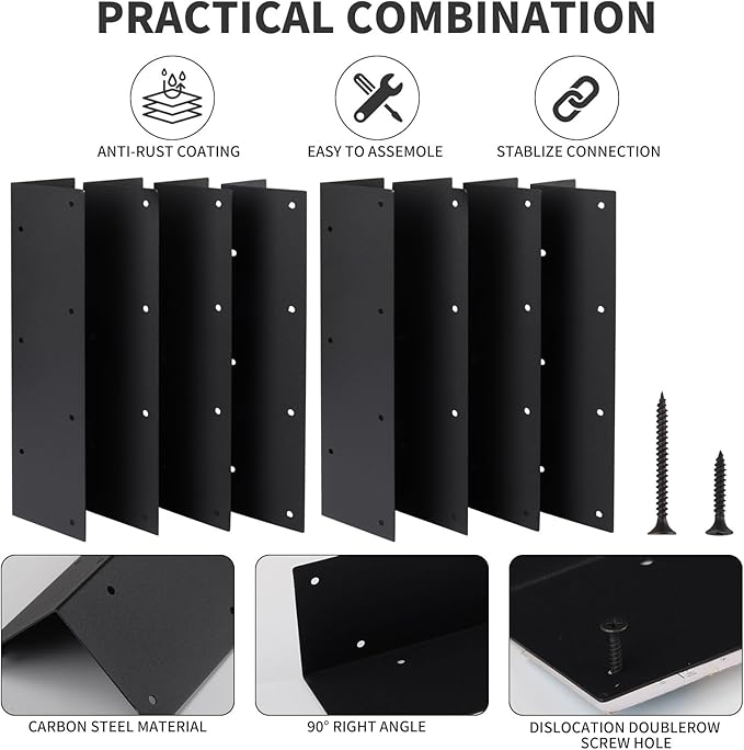 Set of 8 Raised Garden Bed Corner Brackets with Wood Screws for 20-24 Bed Heavy Duty Corner Brace Metal Brackets for Wood L Bracket Metal Connectors for Vegetable Planter Garden (8 Pack)