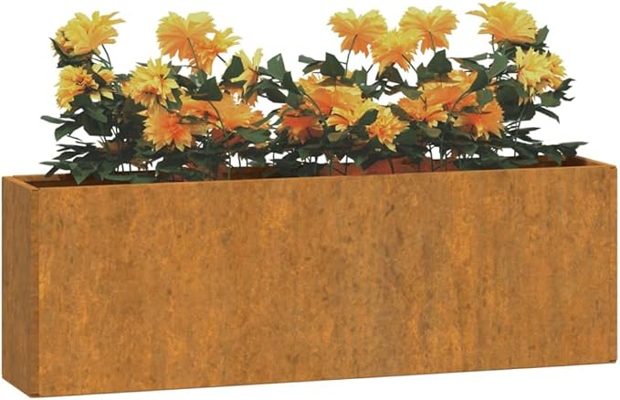 Corten Steel Wall Planter 2 Pack Raised Garden Bed for Outdoor Gardens Patios and Balconies Rusty Finish Dimensions 20.9x3.9x6.7 Durable Weather-Resistant Metal Planter Box