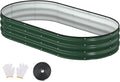 Raised Garden Bed 6x3x1ft Galvanized Outdoor Planter Beds with Safety Edging and Gloves Oval Metal Planter Box for Gardening Vegetables Flowers Herb-Deep Green